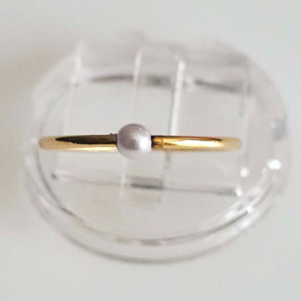 Gold-Plated Faux Pearl Stackable Ring